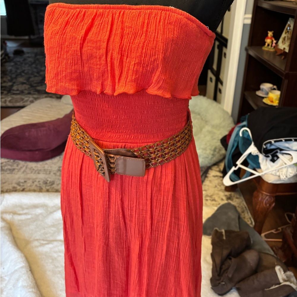 Iz Byer Vibrant strapless dress with belt